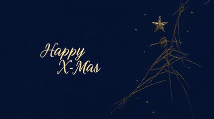 modern minimalistic greeting card with a minimalistic drawing of a christmas tree