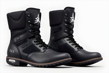 Pair of Leather Boots Isolated on White Background