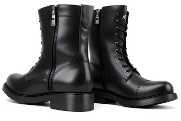 Pair of Brown Leather Boots Isolated on White Background