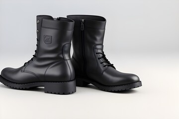 Pair of Stylish Boots Isolated on White Background