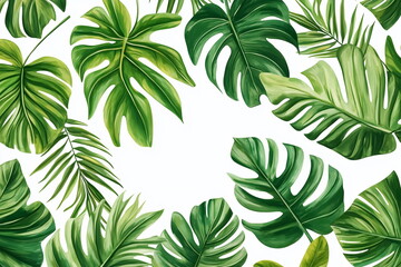 Tropical leaves pattern on white background
