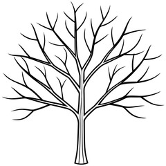 Fototapeta premium tree without leaves outline coloring book page line art drawing