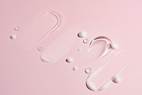 Elegant Cosmetic Cream Smears on Pink Background