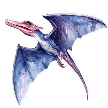 recommend clip art: Watercolor Illustration of a Flying Pterodactyl with Blue and Purple Wings.