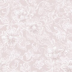 Delicate Floral Pattern on Soft Beige Background