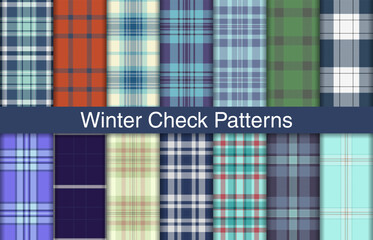 Winter plaid bundles, textile design, checkered fabric pattern for shirt, dress, suit, wrapping paper print, invitation and gift card.
