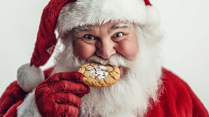 Santa Claus eating a christmas cookie