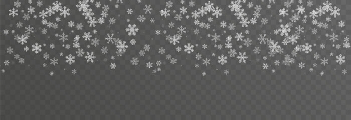 Vector snow on isolated transparent background. Snow png, snowflakes png. Snowfall, blizzard, winter. Snowy or Christmas background.