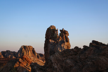 Altopiano nel sud del Madagascar; paesaggio al crepuscolo immerso in una luce dorata 