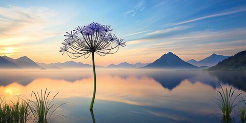 A 3D single line drawing of a lissome African Lily, its curves mirroring the surrounding serenity, dancing on the page with effortless cool.