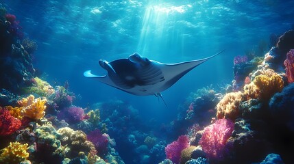 Fototapeta premium Dense tropical rainforest alive with bursts of vivid flower colors