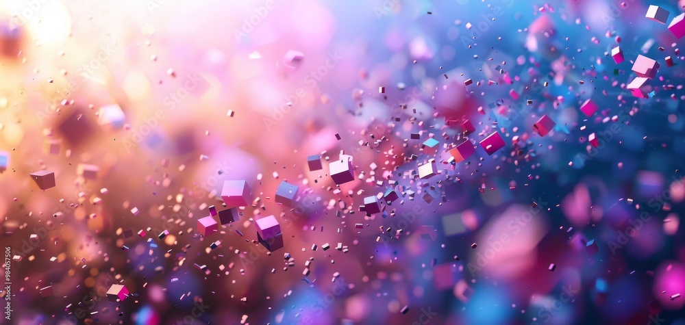 Fototapete abstract colorful particles creating a vibrant digital background with sparkling effects.