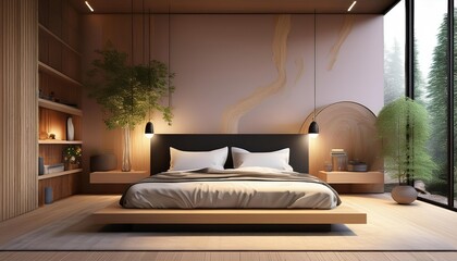interior of a bedroom at night view
