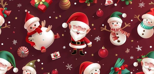 Fototapeta premium christmas illustrations. Seamless pattern