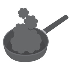 黒い煙が出たフライパンのイラスト