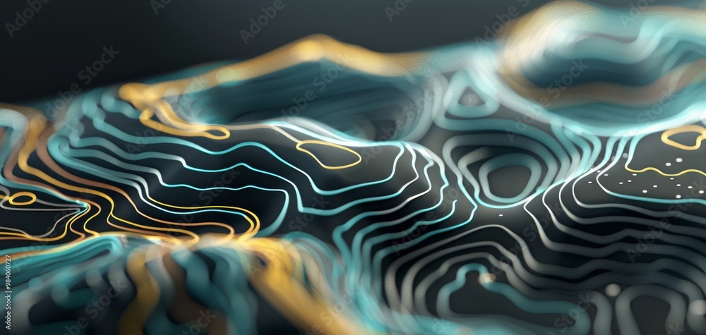 Poster Abstract lines and shapes create a stunning visual texture, enhancing depth with vibrant colors in a modern artistic style.