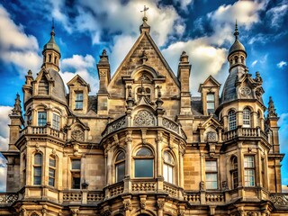 Obraz premium A studio lightning close-up reveals intricate architecture of a historic building, its worn details softened by the gentle kiss of sunlight, evoking a sense of nostalgia.