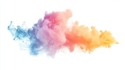 colorful cloud of smoke with a wide range on white background