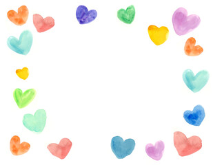 Heartshape watercolor hand-painted ornate romantic love