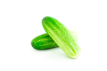 Fresh green cucumbers isolated on white background, Organic vegetables, Herbal plant, Food ingredient, Organic vegetable