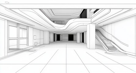 Obraz premium Abstract Architectural Drawing of a Modern House Interior