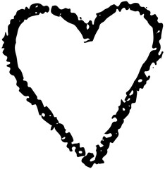 Hand drawn Valentines heart with chalk, crayon, lipstick grunge texture. Vector stoke illustration isolated on background for decoration template greeting card, invitation, banner, menu.