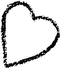 Hand drawn Valentines heart with chalk, crayon, lipstick grunge texture. Vector stoke illustration isolated on background for decoration template greeting card, invitation, banner, menu.