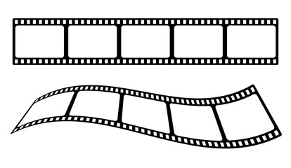 35mm film strip vector design with 5 frames on white background. Black film reel symbol illustration to use for photography, television, cinema, photo frame.