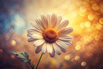 Softly glowing illumination casts a warm ambiance on a vintage Anthemis photograph, its faded colors imbuing the scene with a sense of nostalgia and timelessness.