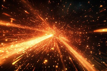 Obraz premium A fiery, glowing trail of light speeding through the vast darkness of space