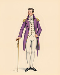 17th-century men’s fashion vintage illustration, isolated on a white background.
