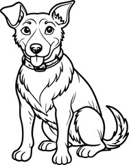 Fototapeta premium black dog line art vector illustration silhouette, Print