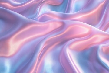 Fototapeta premium A flowing, iridescent fabric with soft waves of pastel pink, blue, and purple hues