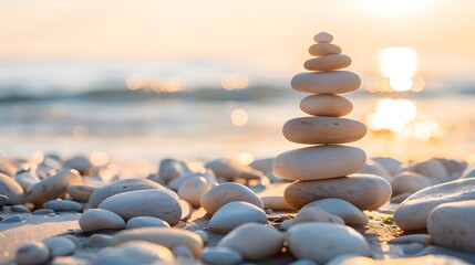 Pyramid of stones, concept of balance, ikagai