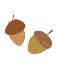 acorns doodle illustration.simple Autumn elements