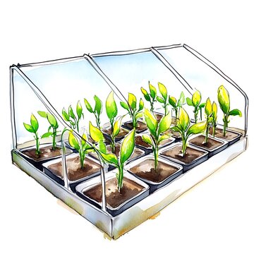 green plants growing in greenhouse clip art preview