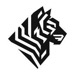 minimalist and modern tiger head logo geometric style 