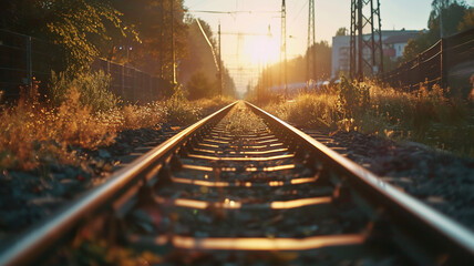 Obraz premium Railway infrastructure outdoors. Close up