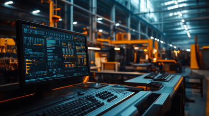 A high-tech control panel with glowing orange lights and intricate digital displays in a darkened environment during a late-night operation