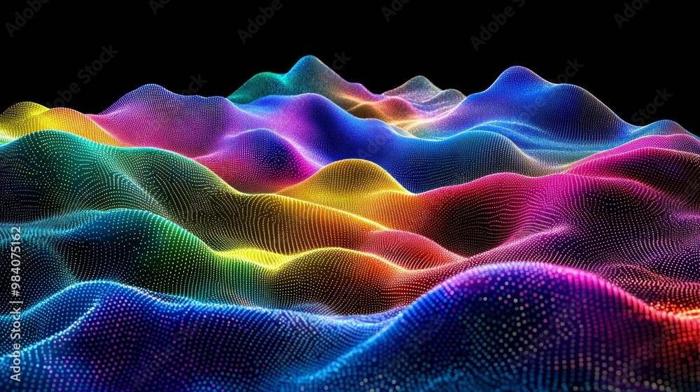 Fototapete vibrant 3d visualization of quantum field theory illustrating energy fluctuations and particle inter