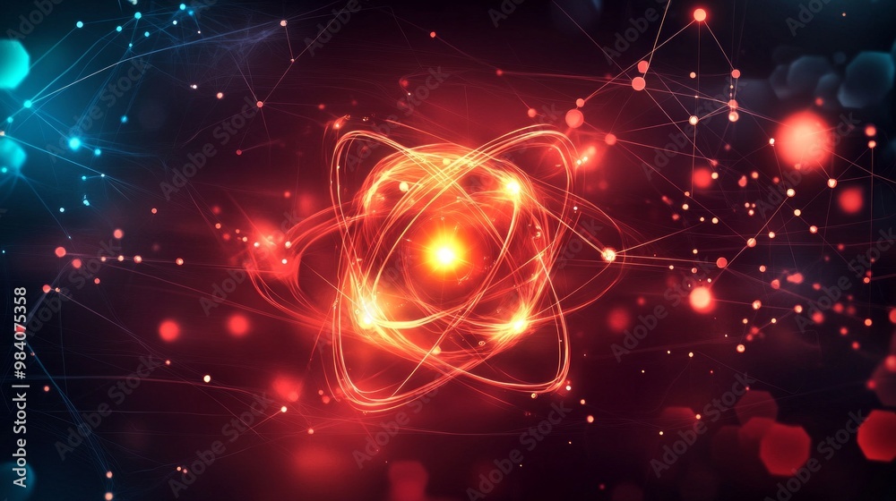 Poster exploring wave-particle duality of electrons in molecular structures through quantum mechanics conce