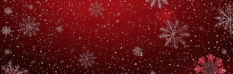 Christmas background with white snowflakes on a rich red backdrop, creating a festive atmosphere perfect for holiday designs and seasonal celebrations