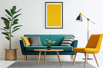 a mid-century modern inspired living space with iconic furniture pieces and simple decor