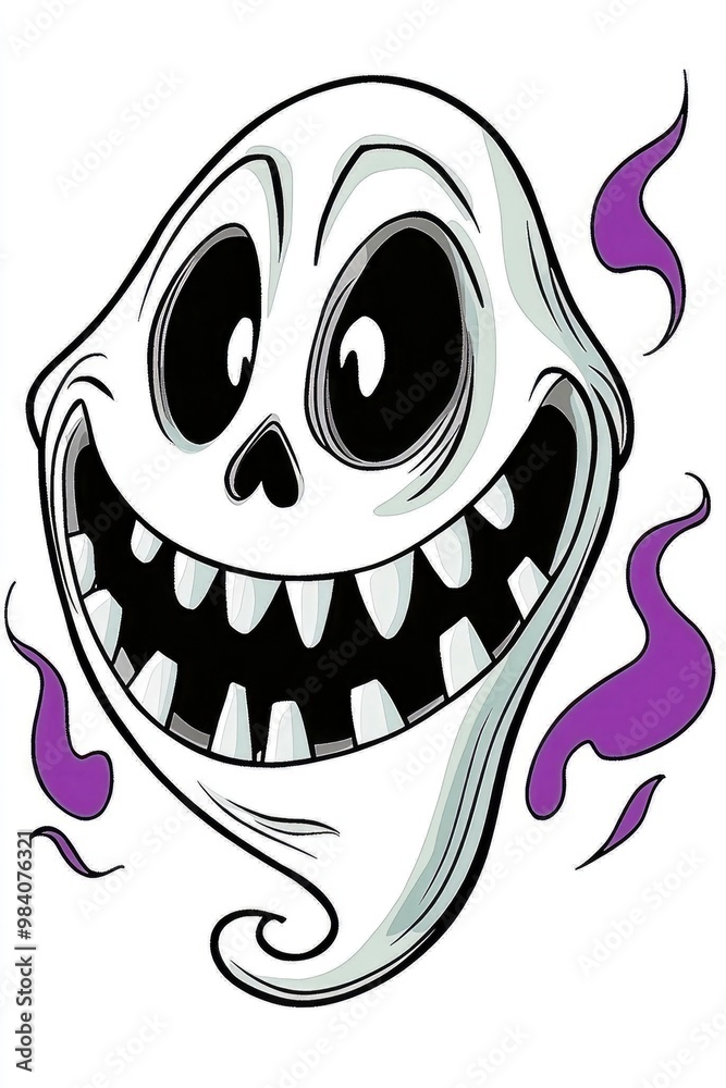 Poster Cartoon Ghost With Big Smile