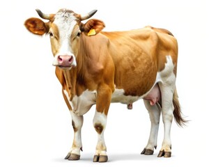 Isolated Cow on White Background - Perfect for Agricultural and Farm Themes