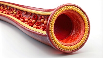 Asymmetrical crosssection of healthy artery on white background