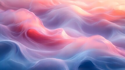Obraz premium Abstract background with soft, flowing waves in shades of pink, blue, and white.
