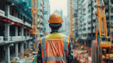 Obraz premium Work Safety officer or Civil Engineer. team worker on background of construction site