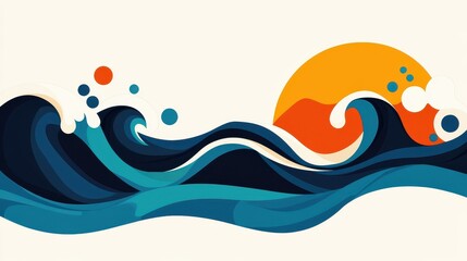Bright and fun flat design featuring textured waves, perfect for adding a playful vibe to your home decor.