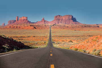 Famous view on the road to the Monument Valley, Arizona USA